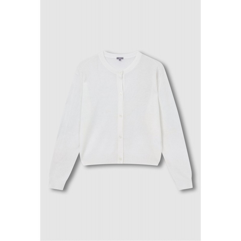 JAJU [JAJU] Women's Sheer Long Sleeve Cardigan_White