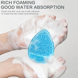2 Pack Facial Sponge for Daily Deep Cleansing and Regular Exfoliating, Reusable Makeup Remover (Blue+Yellow)