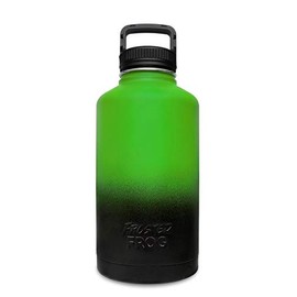 Frosted Frog 64OZ Green and Black Vacuum Insulated Stainless Steel Water Bottle Double Walled Half Gallon Growler