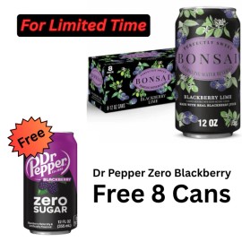 Bonsai Blackberry Lime Sparkling Water 8pk + Dr Pepper Zero Sugar 8pk BONUS