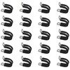 20 PCS Stainless Steel Rubber Cushioned R Shape Clamps,Cable Mounting