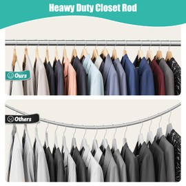 Closet Rod, 16 to 75 Inch Closet Rods Heavy Duty Adjustable Clothes Rods for Hanging Clothes and Heavy Duty Clothes Rod Bracket Closet Rod Support (The Shelf NOT Included) (Silver)