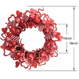 Idyllic 18 Inch Pink and Red Glitter Heart Shaped Wreath for Valentines and Everyday Front Door, Glitter Wreath for Home Decor, Heart Shape Glitter Wreath for Valentine and Wedding Decor