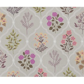 Soimoi 56 Inch Wide Waterproof Taffeta Fabric by The Metre | Gray Floral Pattern | Outdoor Use for Furniture Covers, Umbrellas, Patio Decor & More