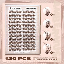 Brown Lashes Clusters Wispy Eyelash Clusters Natural Lash Extensions C-Curly Cluster Eyelash Extensions Fairy Cluster Lashes 10-16MM DIY Fake Eyelashes Dark Brown Individual Lash Pack