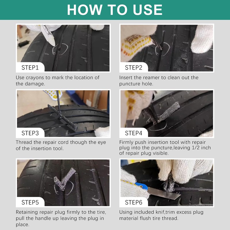 ZERINT TT-M26 Tubeless Tyre Repair Kits, 26pcs Compact Tyre Puncture