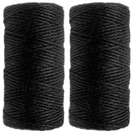 656Feet Jute Twine String for DIY and Gift Packing 2mm 3ply (Black)