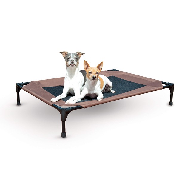 K&H Pet Products Cooling Elevated Dog Bed Outdoor Raised Dog Bed with Washable Breathable Mesh, Dog Cot Bed No-Slip Rubber Feet, Portable Dog Cot Indoor Outdoor Dog Bed, Large Chocolate/Black Mesh