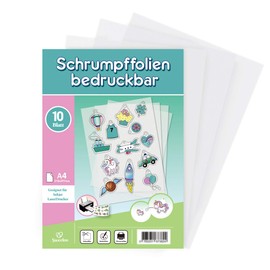 Sweelov 10 Sheets of Shrink Film, Printable A4 Plastic Film, Transparent Decorative Film for Crafts