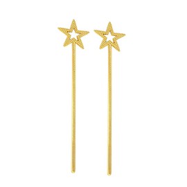 2 Pcs Plastic Star Magic Wands Glitter Princess Wands Fairy Angel Sticks Christmas Cosplay Wands Costume Props for Birthday Party Golden