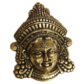 athizay Nava Durga Face Brass Hanging Wall Door Decorative Antique Finish Figurine Hanging for Entrance Door Decor Pooja Prayer Room (Durga Face Hanging)