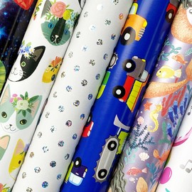 Jillson Roberts All Occasion Wrapping Paper Roll Bundle (Kids, 12.5 sq ft per roll, 75 Total Sq Ft) for Easter, Mothers Day, Birthdays, Bridal Showers, Baby Showers, Patterns, 6 Pack