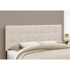 Bowery Hill Bed Headboard Only Queen Size Bedroom Upholstered Linen Look Beige
