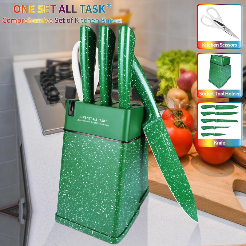 Knife Block Set, Professional Chef Knives Set With Knife Holder,