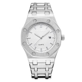 BARAMON Men's Watches, Royalty Stainless Steel Quartz Movement Date Male Clock Waterproof Luminous Hands Casual Business Wrist Watches for Men