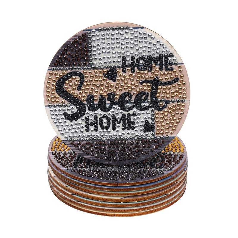 8Pcs Rhinestone Painting Coasters Assorted Style Strong Stickiness Odourless Coaster