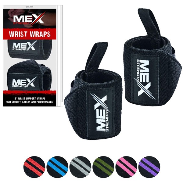 Weightlifting Wrist Wraps, Adjustable Straps (Black)