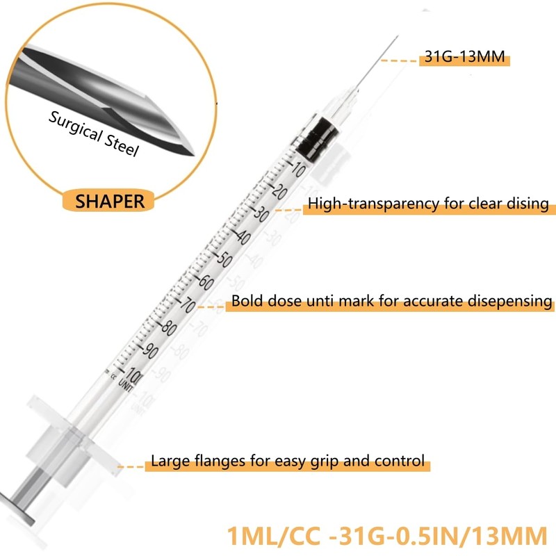 ULOVE PRS 31G 1cc 1ml 1/2-Inch Measurement Lab Accessories for