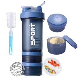 650ML/22OZ Botella para Proteina de Coctelera, JASUVII Protein Shaker con Caja medicamentos y almacenamiento para proteína en polvo, lavable Vasos mez