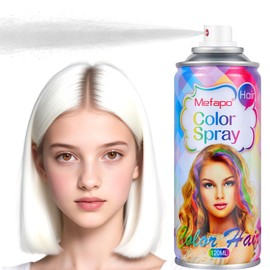 White Hair Spray Color, Temporary Hair Color Spray for or Kids Women Men, Temporary Hair Dye, Washable Hair Color Wax With Non Damaging for Halloween Makeup, Cosplay, Party(White 4.06 oz)