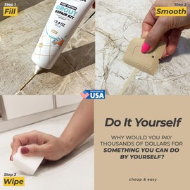 PentaUSA Tile Grout - 13.4 oz Beige Grout Filler Repairs Renews Tube, Fast Drying Grout Repair Kit, Odorless Formula - Grout Floater Included (Beige 13.4oz / 380gr)