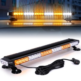 Linkitom 28.5" 54 LED Strobe Light Bar, High Intensity Amber/White Double Side Flashing Emergency Warning Light with Magnetic Base for Vehicles, Tow Trucks, Construction, Pickup, Safety