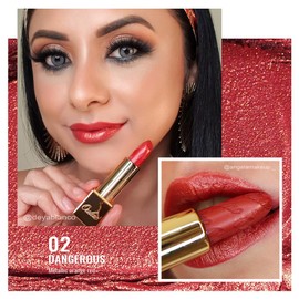 OULAC Metallic Shine Lipstick, Orange Lipstick Set Glitter Long Lasting Lipsticks, High Impact, Ultra Hydrating Lip Color,Vegan & Cruelty-Free, Full-Coverage Lip 4.3 g*3 (Orange Set）