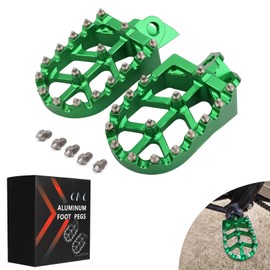 JFG RACING Dirt Bike Foot Pegs,CNC Footpegs Rests Pedals for KX65 00-23/KX85 01-23/KX100 98-20/KX80 98-00/KX112 22-23/KLX140 08-23/KLX140L 08-23/KLX140G 17-23/RM65 03-05/RM100 03 - Green