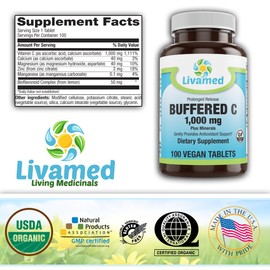 Livamed - Buffered C 1,000 mg Veg Tabs PR 100 Count