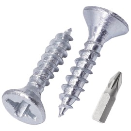 SKIR'CO (40 pcs) Zinc Plated Steel 3.5 x 16 mm Wood Screws, Pozidriv Countersunk Head, PZ Fully Threaded, Chipboard Screws