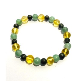 CRYSTALMIRACLE Goldenes Pyrit-Zitrin-Quarz-Armband Modeschmuck KristallheilungsWellness- r Zubehör-Edelstein für Unisex (Gelb (hell bis mittel) Goldgrün, 7 ZOLL Perlengröße: 5 bis 7 MM CA)