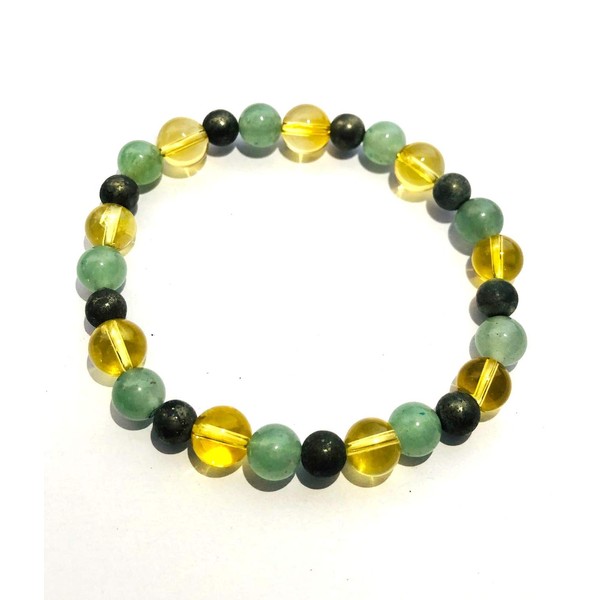 CRYSTALMIRACLE Goldenes Pyrit-Zitrin-Quarz-Armband Modeschmuck KristallheilungsWellness- r Zubehör-Edelstein für Unisex (Gelb