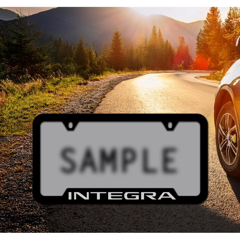 ACURA Integra License Plate Frame - Black Powder Coated Engraved