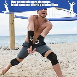 Rodilleras de Voleibol, Rodilleras y Manguitos de Fútbol, Suaves y Gruesas, Transpirables, con Arnés Deportivo para el Pelo, Bolsa Almacenamiento,para Deportes Aire Libre,Gimnasio,Voleibol- 4PCS (L)
