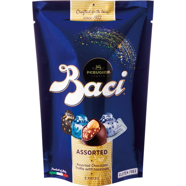 BACI 3 Types Assorted, Assorted Bag, 5 Capsules (Original Dark, Milk, Extra Dark) (Individual Packaging, Italian Gift)