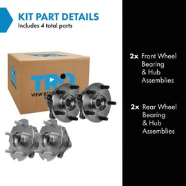 TRQ Front and Rear Wheel Bearing and Hub Assembly Set 4 Piece Compatible with 2013-2018 Toyota RAV4 All Wheel Drive 2006-2012 RAV4 V6 3.5L 4 Wheel Drive
