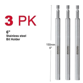 Geinxurn 3Pc 6Inches Stainless Screwdriver Bit Holders, Extension Socket Drill Bit Magnetic Holder Hex Shank Quick-Change Drill Bit Guide