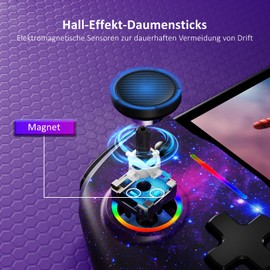NexiGo Hall Effect Gripcon (Kein Drift, Keine Todeszone) mit Hall-Sensor-Joystick für Switch/Switch OLED, einstellbares RGB-Licht, 6-Achsen-Gyro, Turbo, Mapping (Cosmic Nebula)