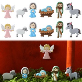 Cinnvoice 60 Pcs Christmas Nativity Sets for Crafts Mini Nativity Scene Resin Figurines Jesus Crafts Tiny Religious Christ Savior Jesus Decor for Xmas DIY Craft Embellishment Hairpin Table Decoration