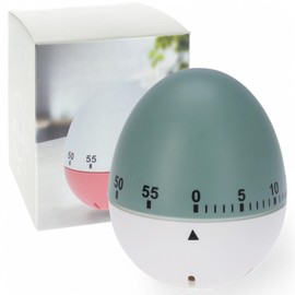MIJOMA Kitchen Timer | 60-Minute Timer | Versatile Shapes & Colours | Egg Timer & Countdown Timer | Precise Mechanical Timer for Cooking, Baking & Household (Egg Sage Green White)