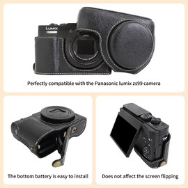 VOVMOEYA for Panasonic Lumix DC-ZS99 Case - PU Leather Scratch-Resistant Cover for Lumix ZS99 case, with Removable protective cover, adjustable shoulder strap