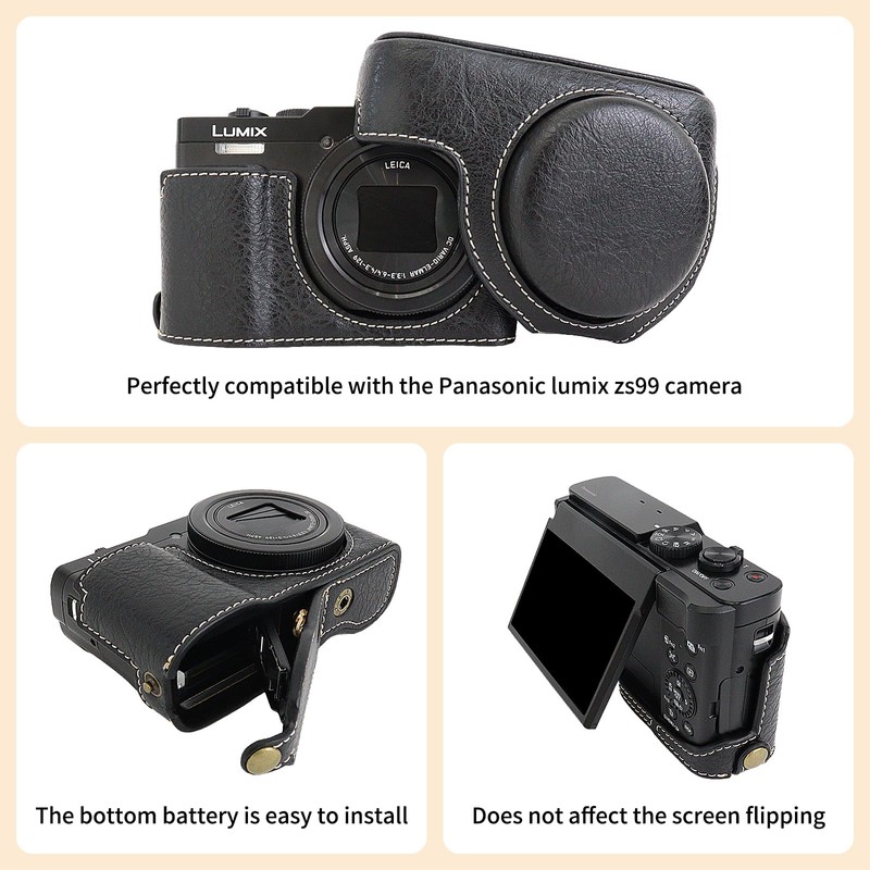 VOVMOEYA for Panasonic Lumix DC-ZS99 Case - PU Leather Scratch-Resistant