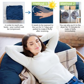 Papasan Chair Cushion Only, 52 in Cushion for Papasan, Round Leisure Papasan Seat Cushion (Blue)