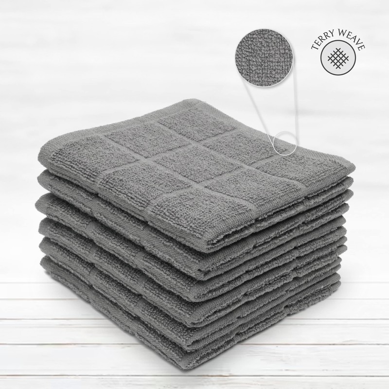 Mellow Buff 100% Cotton Terry Dish Cloth Plain, 6 Pack
