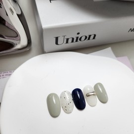 Navy Silver Chunk Nails - Alcohol Swap 2p / 네이비 실버덩어리 네일 - 알콜스왑2p