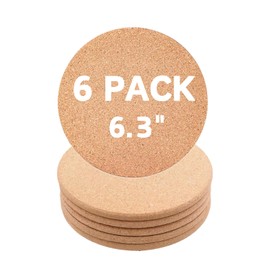 ROLUXENTIA 6.3 Inch Cork Trivet - 6 Pcs Heat Resistant Coasters and Pads for Hot Dishes, Pots, Cups - Refined Cork Placemats for Table & Countertop Protection in Kitchen