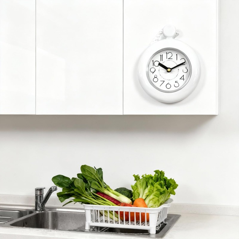 ACOLY Bathroom Hanging Clock White Digital Shower Rope Water Resistant