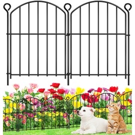 Decorative Garden Fence 17in (H) x15ft (L),Arched Rustproof Metal No Dig