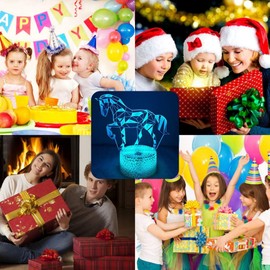 3D Horse Lamp Night Light Remote Control USB Power 7/16 Colours 3D LED Lamp Shapes Children Bedroom Birthday Christmas Gifts