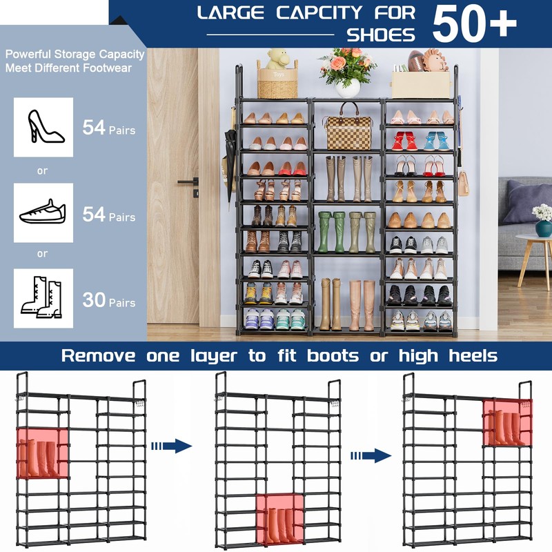 Mavivegue 10 Tiers Shoe Rack Tall Shoe Organizer Shoe Storage